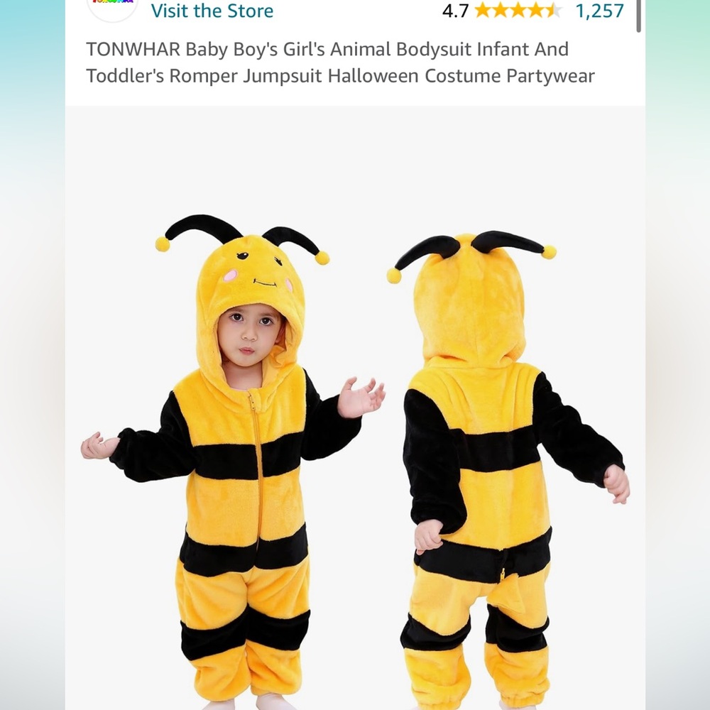 Toddler Bumblebee Onesie Costume - Picture 7 of 9